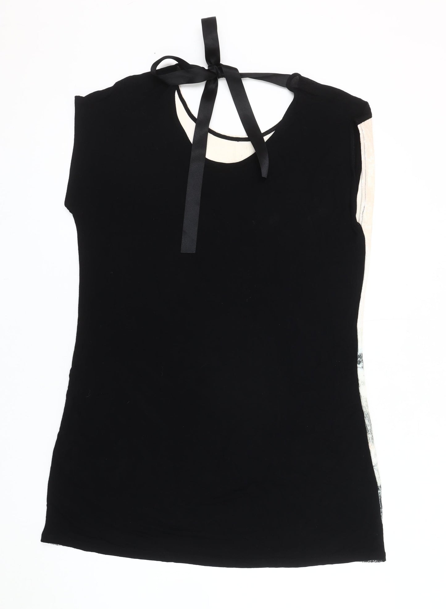 Next Women's Black Beige Sequin Sleeveless Top Size 14