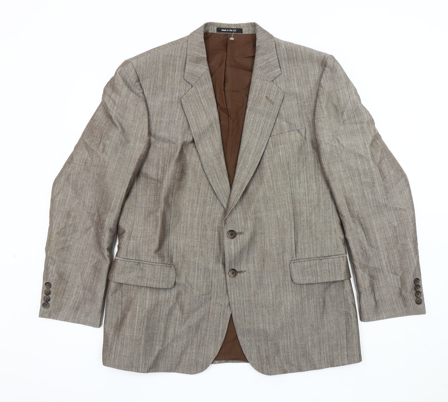 St Michael Men's Brown Striped Blazer, 42 Short, Excellent