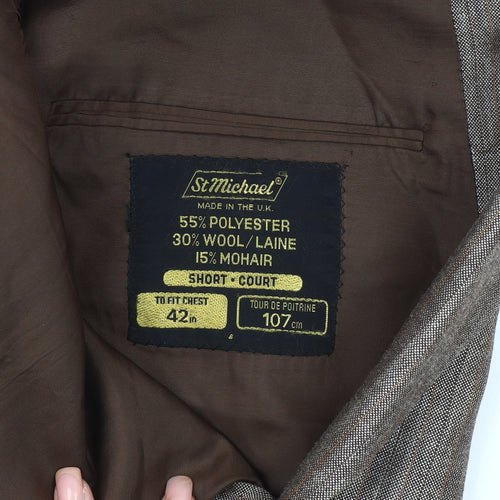 St Michael Men's Brown Striped Blazer, 42 Short, Excellent
