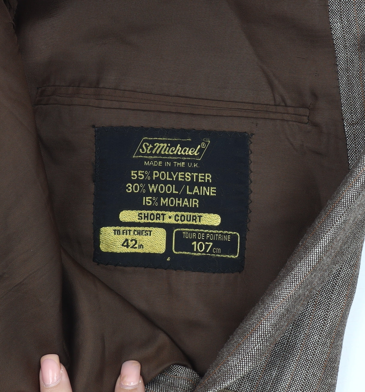 St Michael Men's Brown Striped Blazer, 42 Short, Excellent