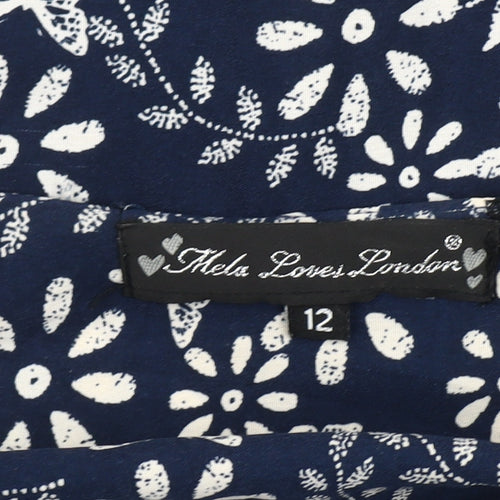 Mela Loves London Women's Blue Fit & Flare Dress, Size 12