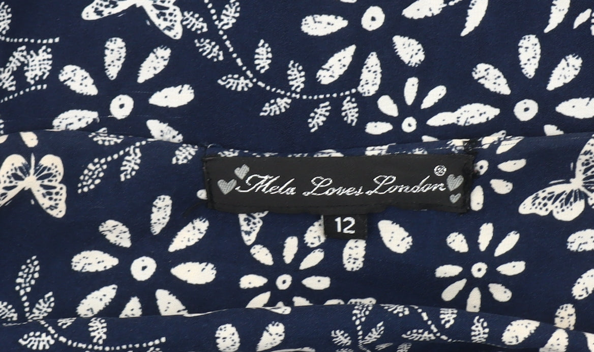 Mela Loves London Women's Blue Fit & Flare Dress, Size 12