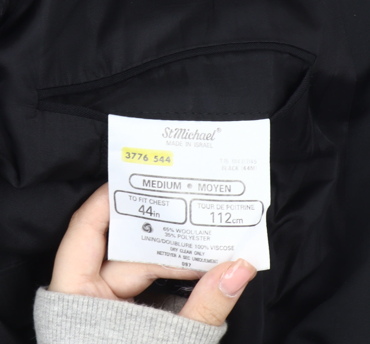 St Michael Men's Black Medium Double-Breasted Tuxedo Blazer 44R