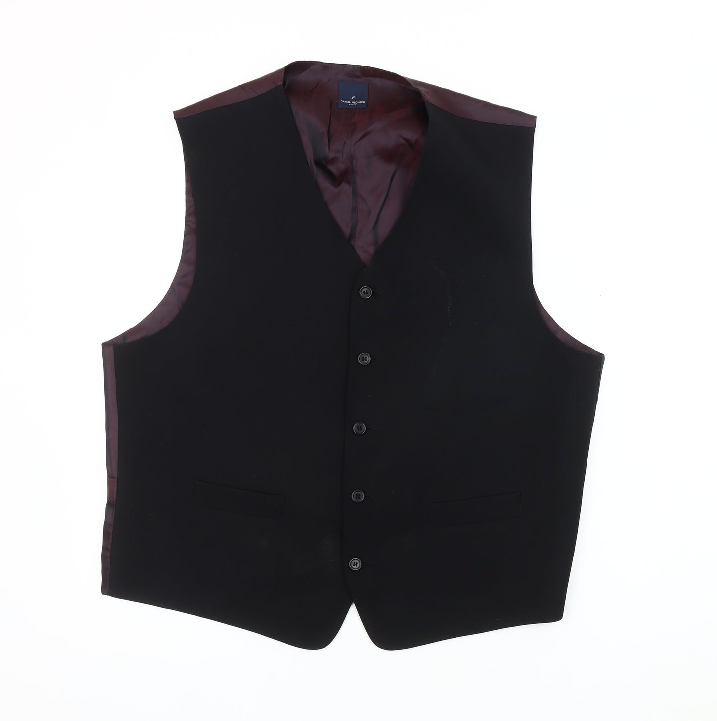 Daniel Hechter Men's Black Wool Waistcoat - Size 44, Regular Fit