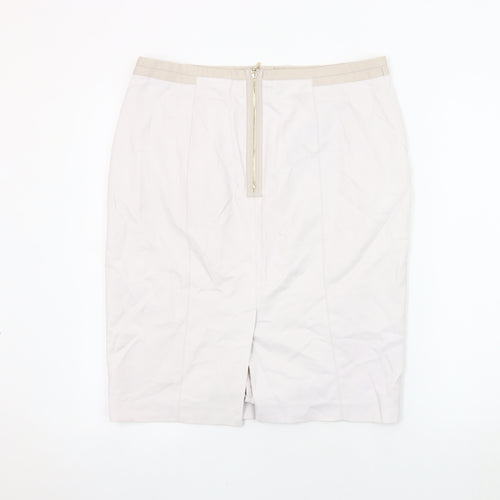 Autograph Women's Ivory Pencil Skirt, Size 14, Zip Accent
