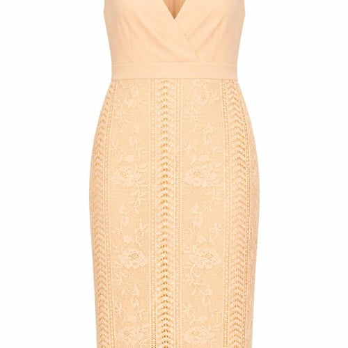 Boohoo Women's Beige Sleeveless V-Neck Dress