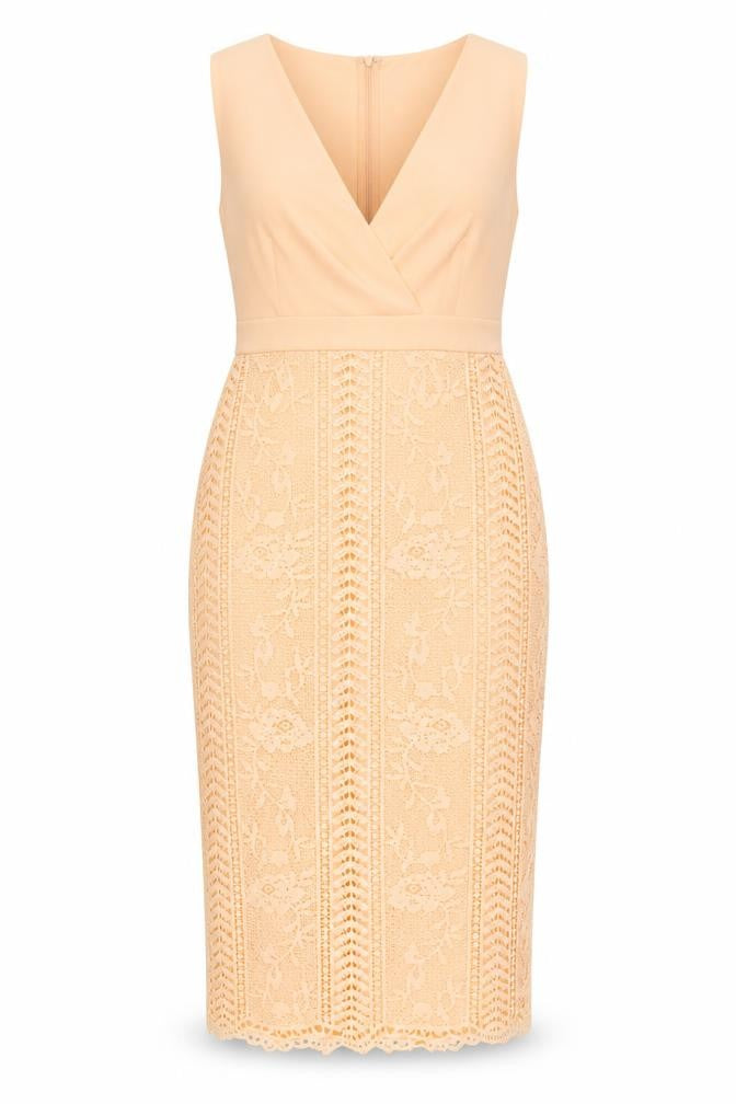 Boohoo Women's Beige Sleeveless V-Neck Dress