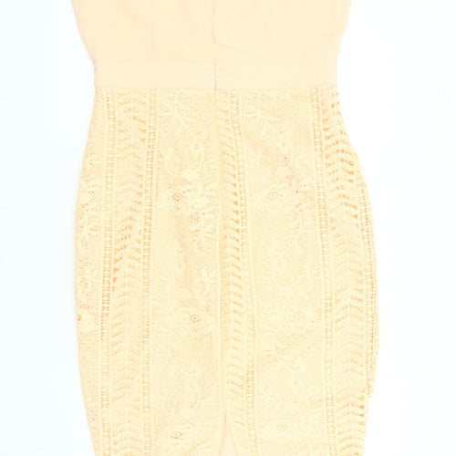 Boohoo Women's Beige Sleeveless V-Neck Dress
