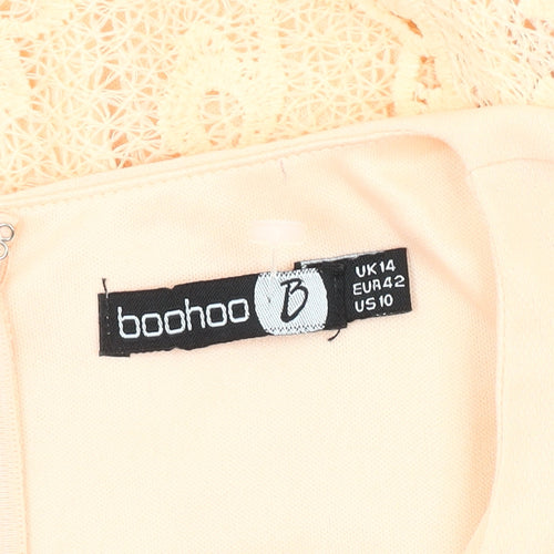 Boohoo Women's Beige Sleeveless V-Neck Dress