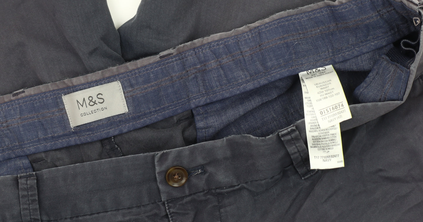 Marks and Spencer Men's Blue Chino Shorts, Size 42