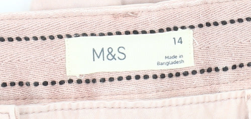 Marks and Spencer Women's Pink Cotton Trousers