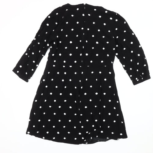 Warehouse Women's Black Polka Dot Wrap Dress Size 14