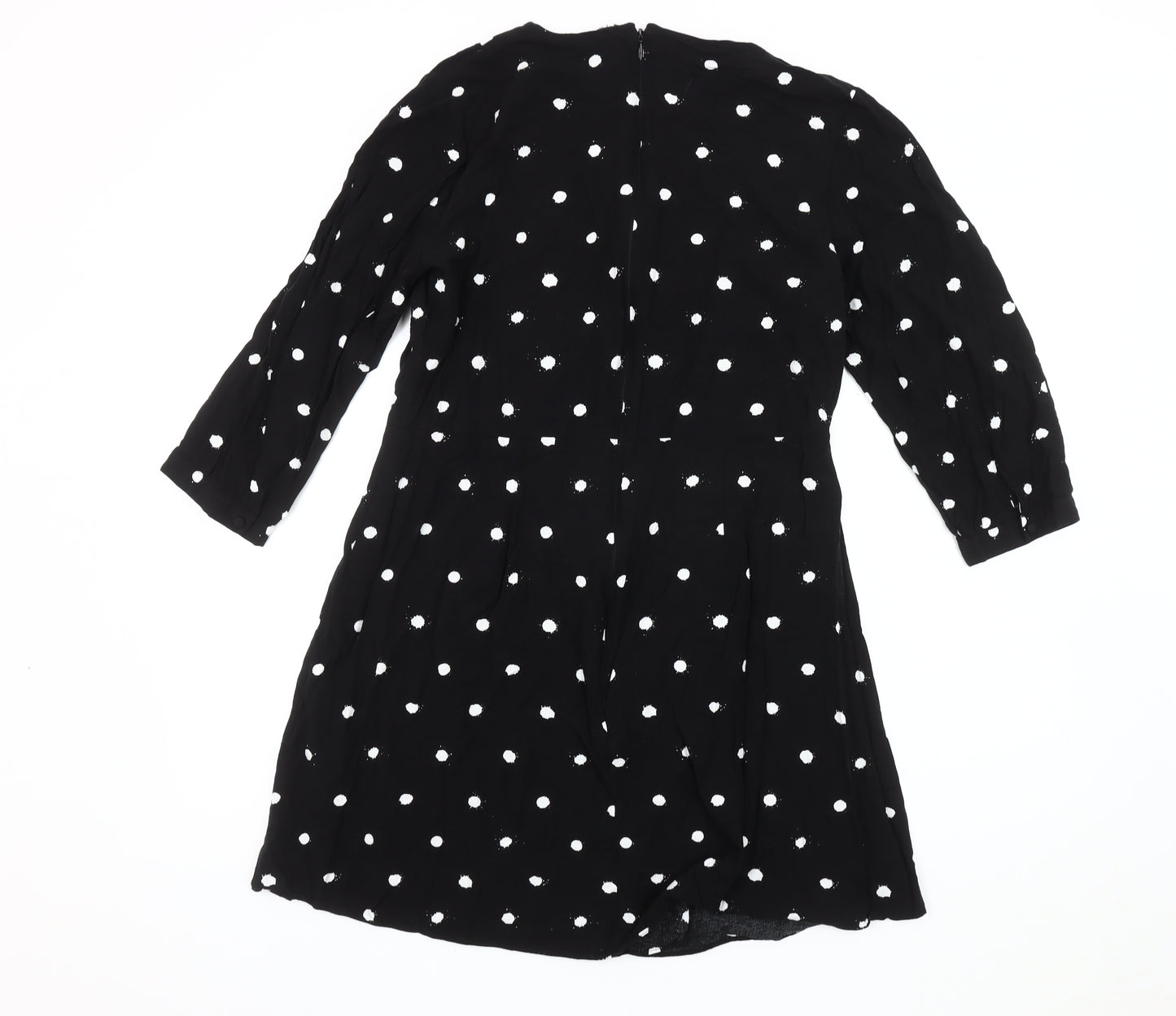 Warehouse Women's Black Polka Dot Wrap Dress Size 14
