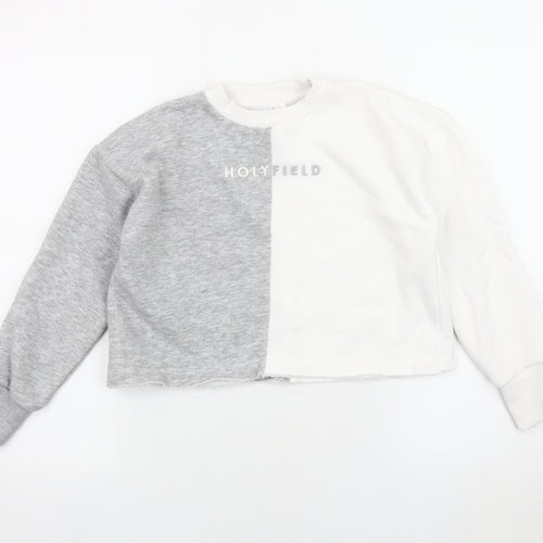 Holyfield Girls Colourblock Pullover Sweatshirt XS Grey White