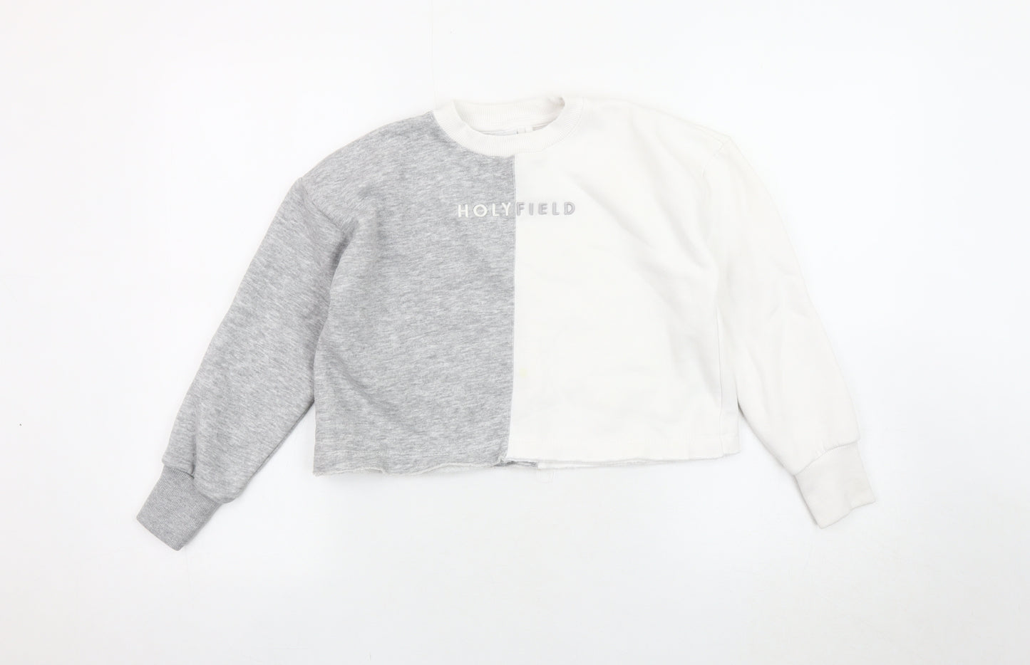 Holyfield Girls Colourblock Pullover Sweatshirt XS Grey White