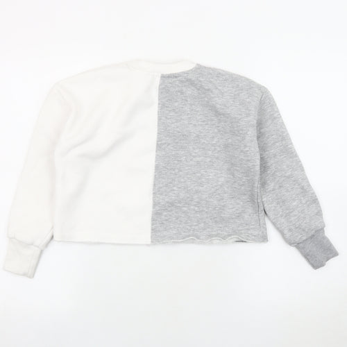 Holyfield Girls Colourblock Pullover Sweatshirt XS Grey White