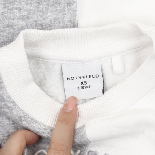 Holyfield Girls Colourblock Pullover Sweatshirt XS Grey White