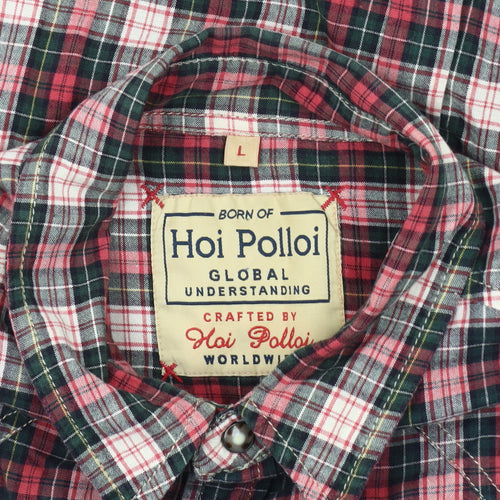 Hoi Polloi Men's Red Plaid Button-Up Shirt L