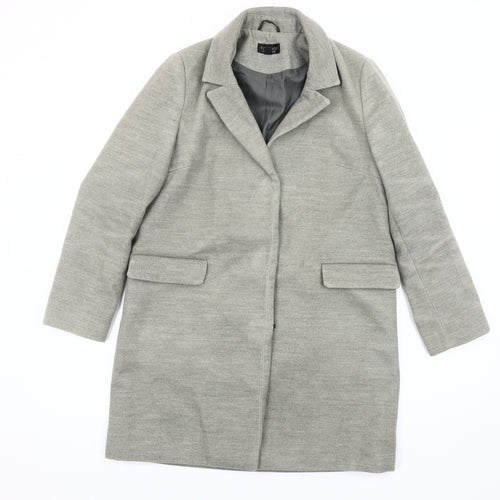 Topshop Women's Grey Wool Overcoat, Size 8, Lined