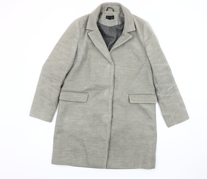 Topshop Women's Grey Wool Overcoat, Size 8, Lined