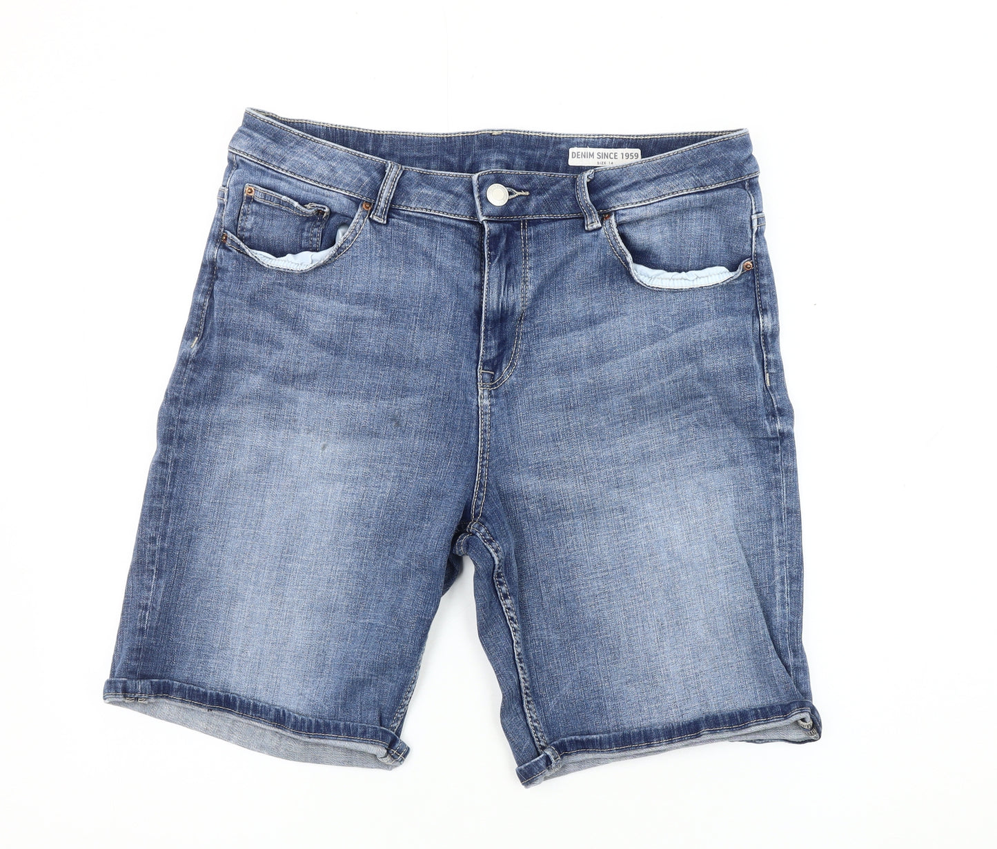 Marks and Spencer Women's Blue Denim Chino Shorts Size 14