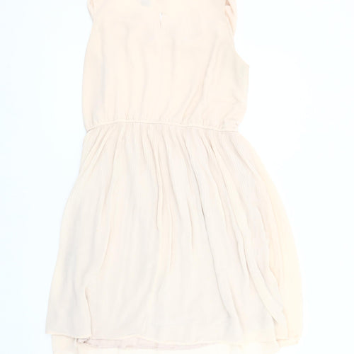 H&M Women Beige Sleeveless Cowl Neck Dress Size 12