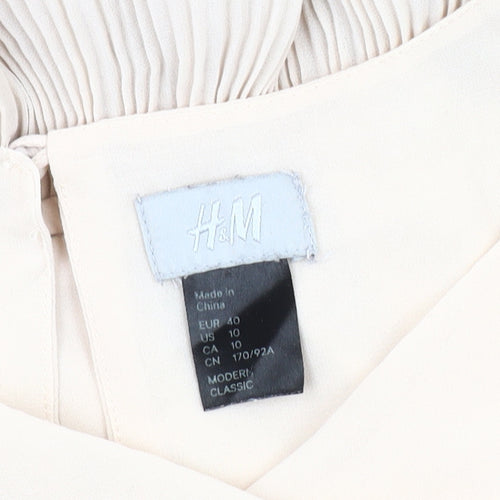 H&M Women Beige Sleeveless Cowl Neck Dress Size 12