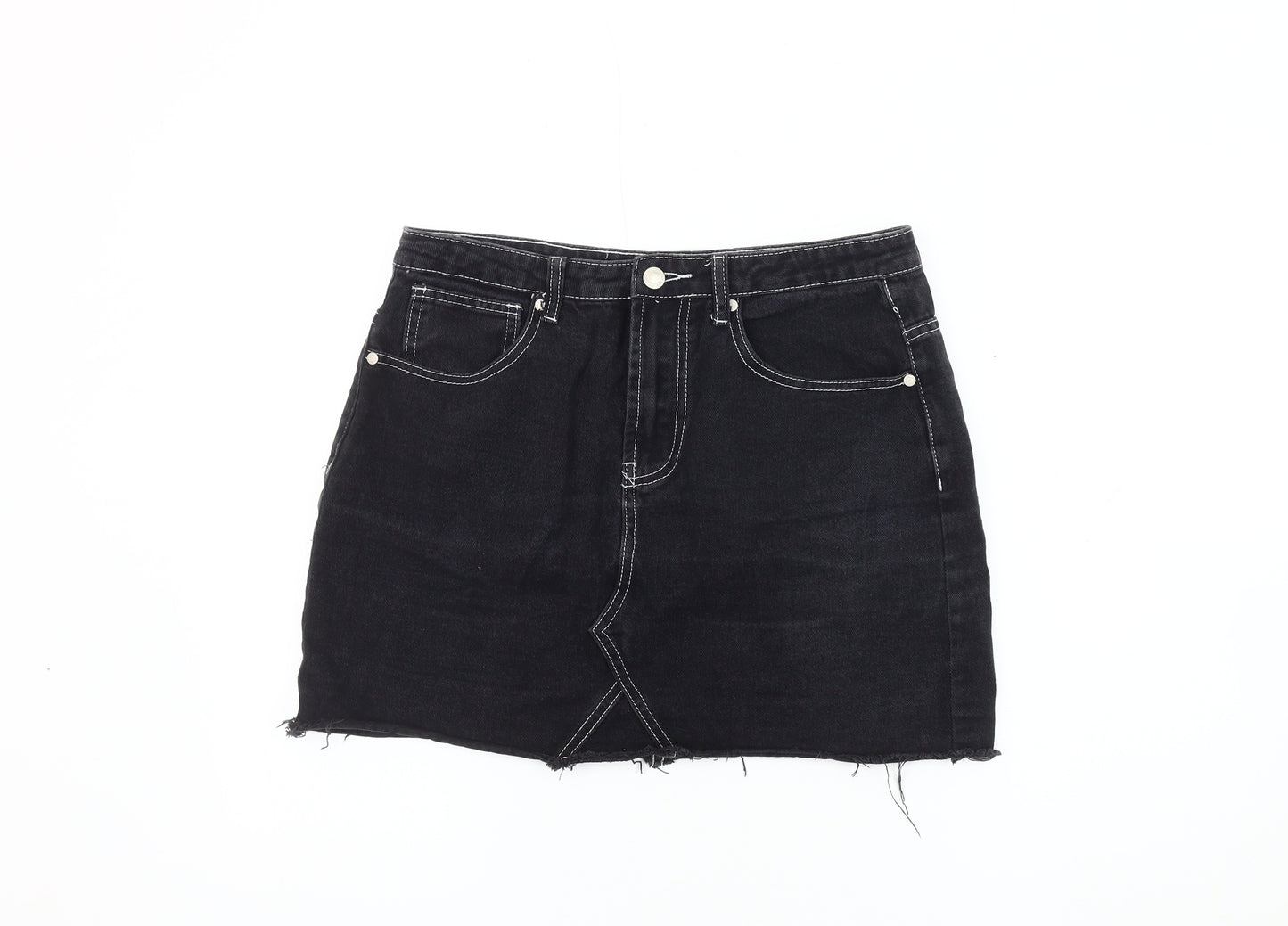 Brave Soul London Women's Black Mini Denim Skirt L
