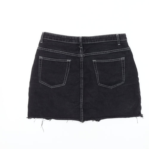 Brave Soul London Women's Black Mini Denim Skirt L
