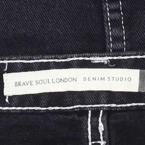 Brave Soul London Women's Black Mini Denim Skirt L