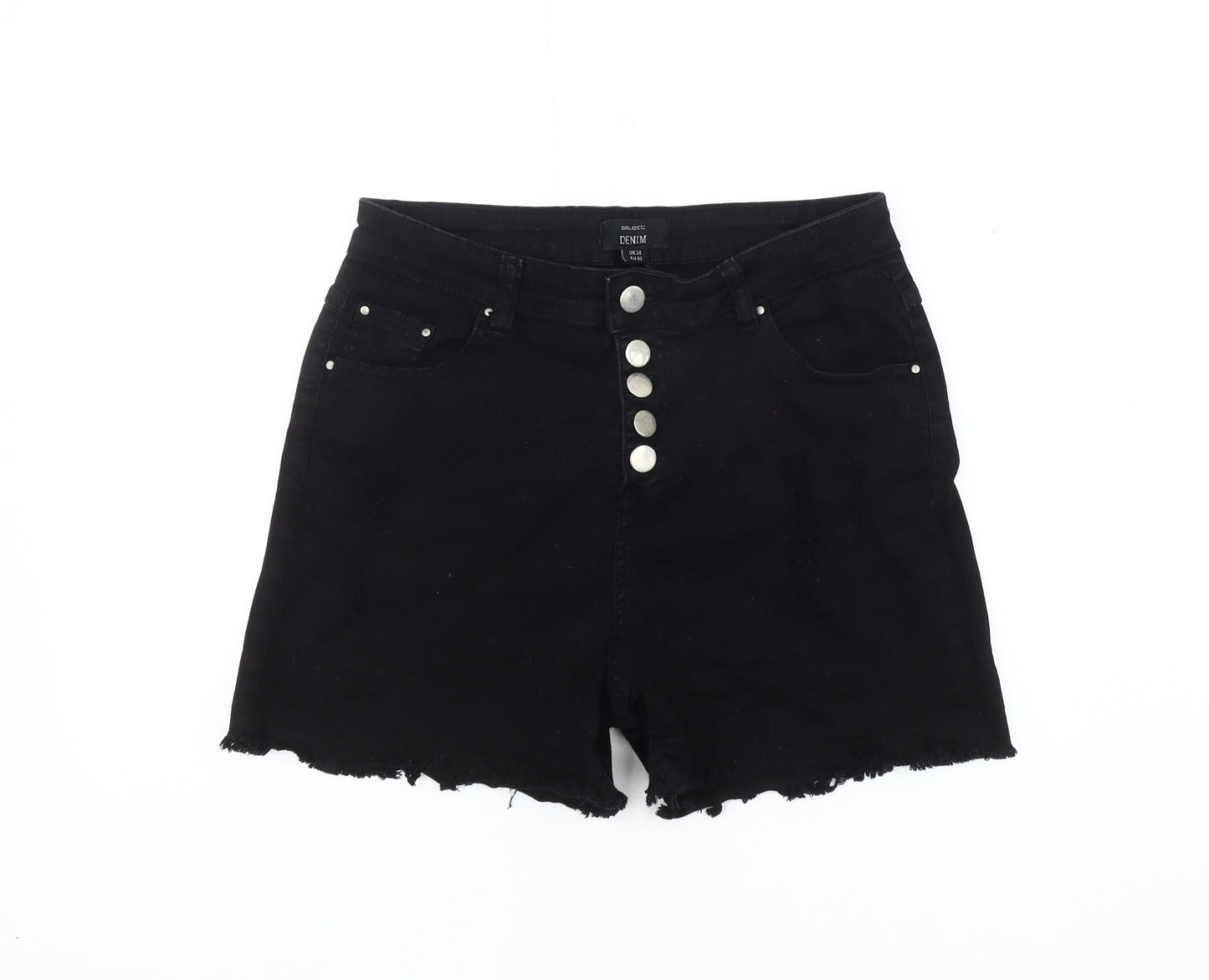 Select Women's Black High-Rise Denim Cut-Off Shorts Size 14