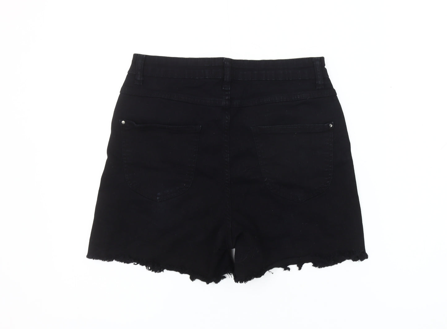 Select Women's Black High-Rise Denim Cut-Off Shorts Size 14