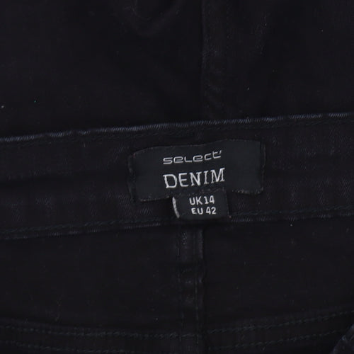 Select Women's Black High-Rise Denim Cut-Off Shorts Size 14