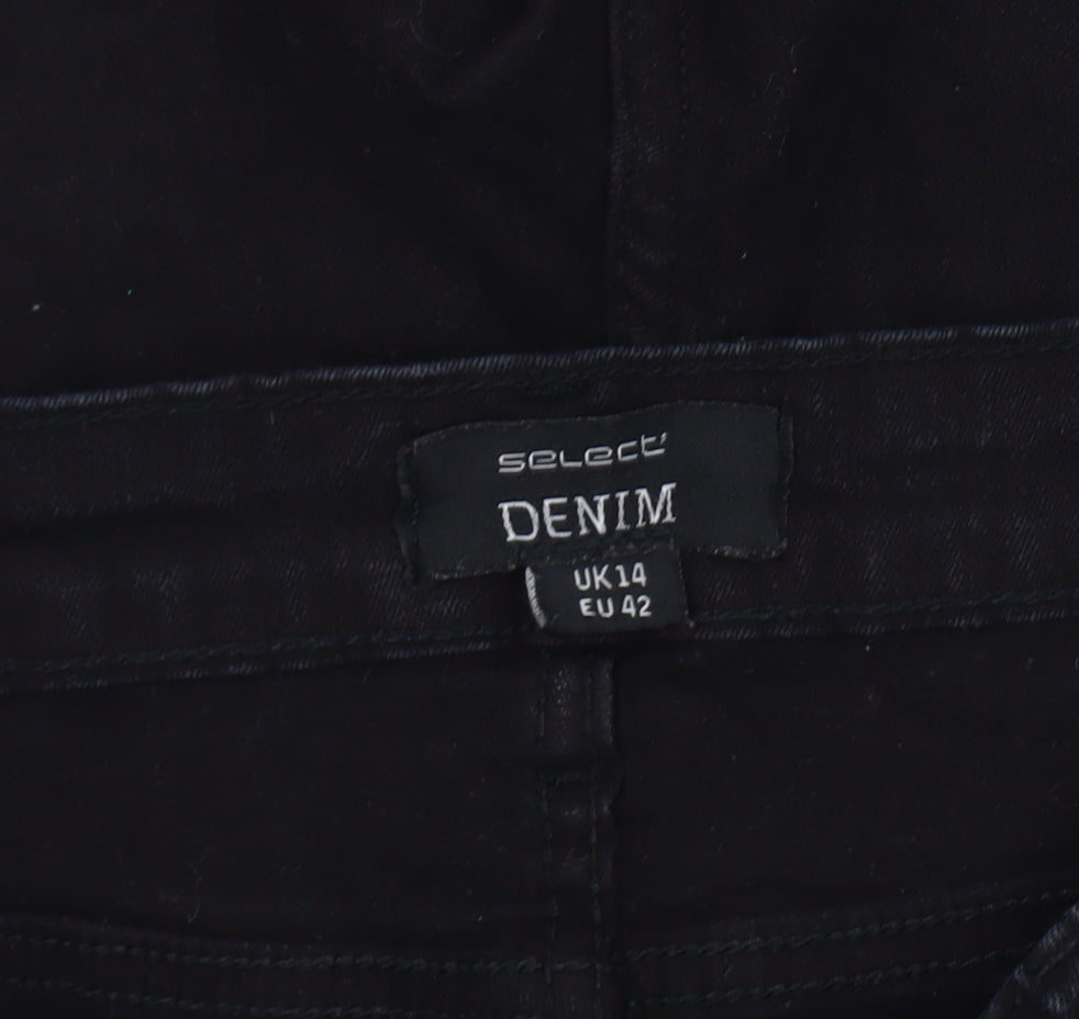 Select Women's Black High-Rise Denim Cut-Off Shorts Size 14