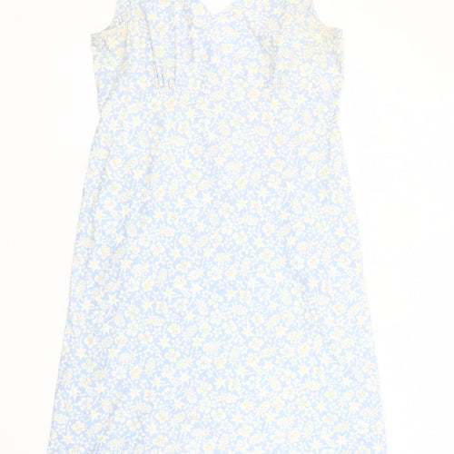 BHS Women's Blue Floral Chambray Dress Size 16