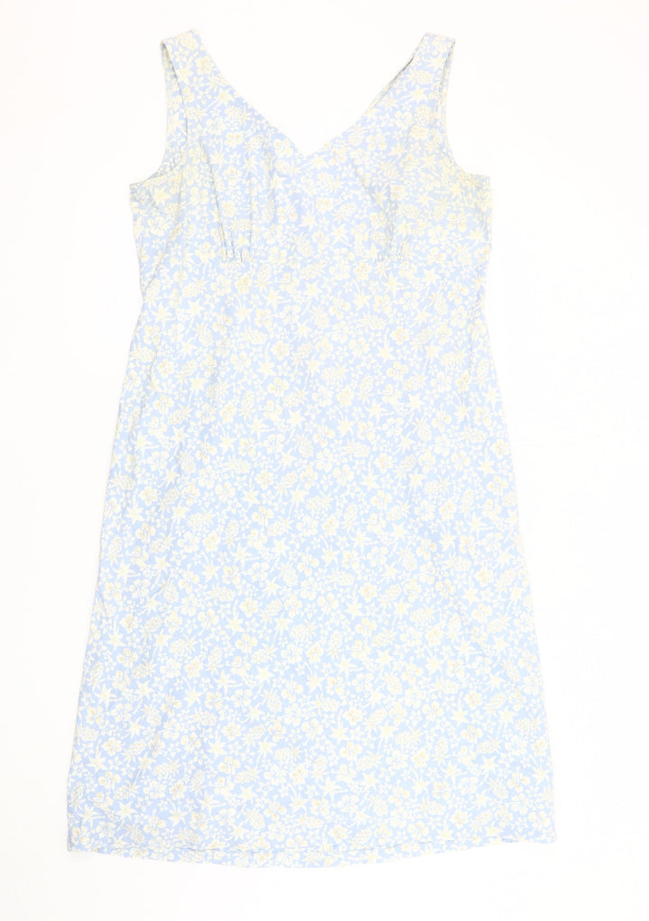 BHS Women's Blue Floral Chambray Dress Size 16