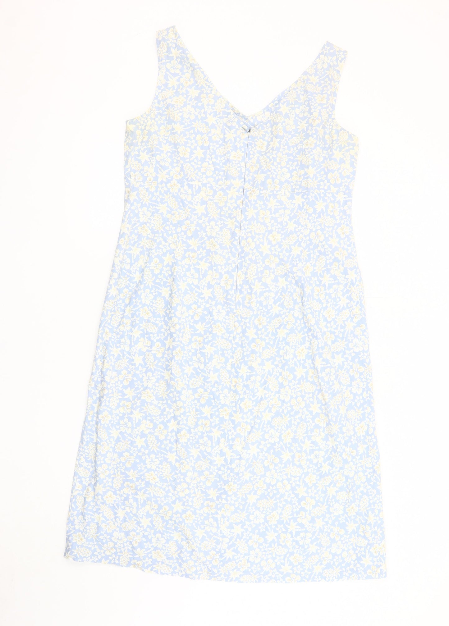 BHS Women's Blue Floral Chambray Dress Size 16
