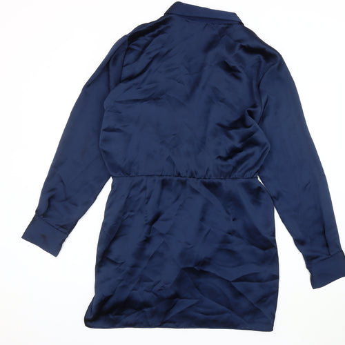 Zara Women's Blue Satin Wrap Dress XL Formal Wear