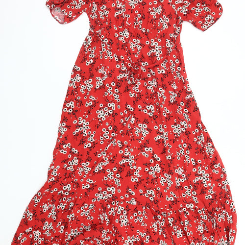 New Look Maternity Red Floral Midi Dress, Size 10