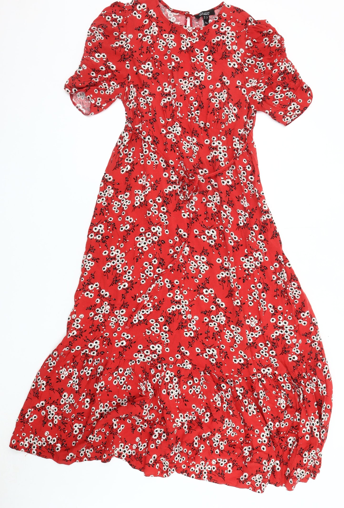 New Look Maternity Red Floral Midi Dress, Size 10