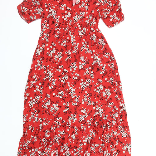 New Look Maternity Red Floral Midi Dress, Size 10