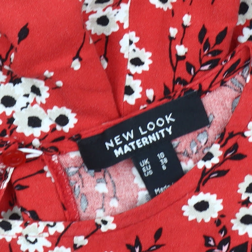 New Look Maternity Red Floral Midi Dress, Size 10