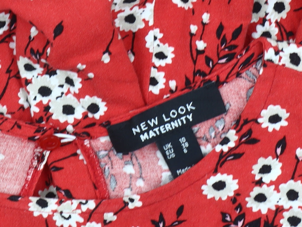 New Look Maternity Red Floral Midi Dress, Size 10