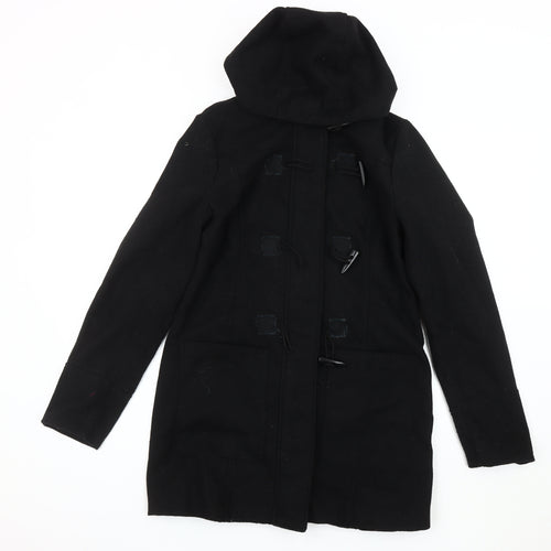 SWS Women's Black Duffle Coat with Hood, Size S
