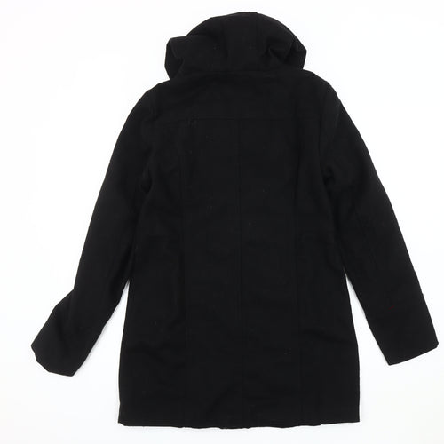 SWS Women's Black Duffle Coat with Hood, Size S