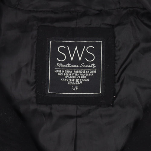 SWS Women's Black Duffle Coat with Hood, Size S