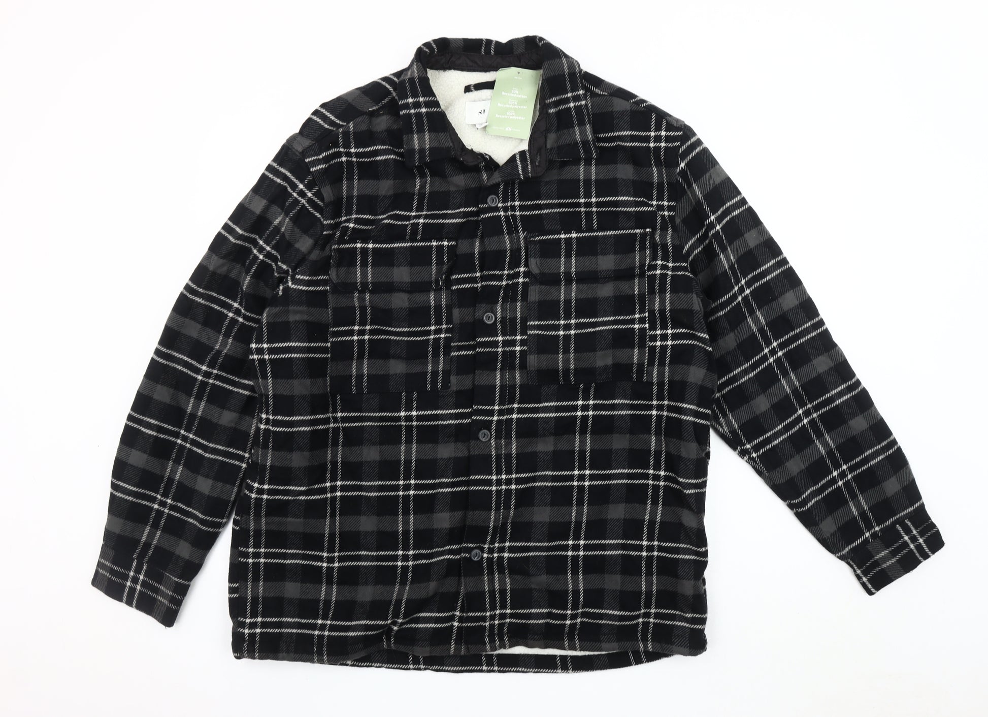 H&M Men's Black Check Flannel Jacket Size L – Preworn