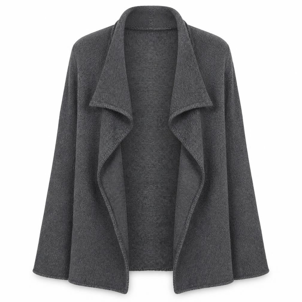 Front view of Cynthia Rowley Women's Grey Open Knit Open Front Cardigan L