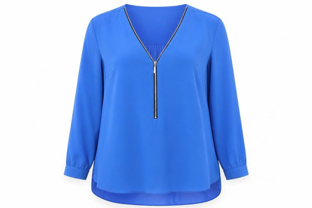 Front view of Star by Julien Macdonald Women's Blue Tunic Blouse, size 14