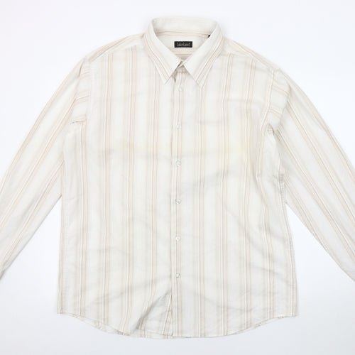Lakeland Men's Beige XL Long Sleeve Striped Shirt